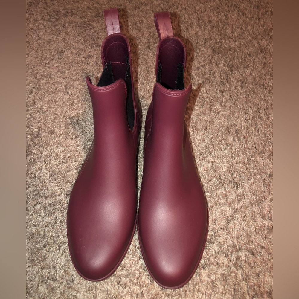 Burgundy rain boots